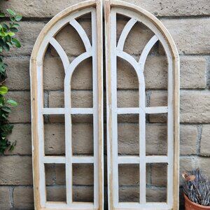 Arch Wood Frame Distress White Shabby Chic Wall Hanging Barito Set of 2, 36" H